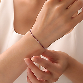 925 Ayar Gümüş Kırmızı Zirkon Taşlı Ayarlanabilir Rodyumlu Suyolu Bileklik