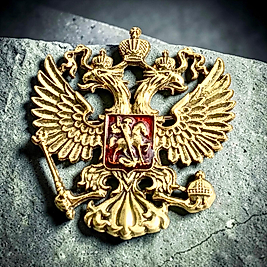 Altın Renk Kırmızı Renk Mineli Tasarım Taç Kartal Kanadı Broş