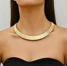Çelik Altın Renk Balık Sırtı Model Choker Ayarlanabilir Kolye