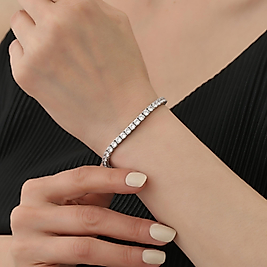 925 Ayar Gümüş 3 mm Zirkon Taşlı Suyolu Bileklik