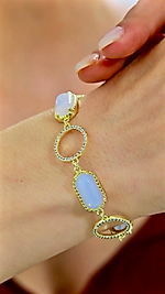 Opal Taşlı Gold Renk Zirkon Taşlı Bileklik
