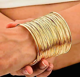 Gold Renk Telli Kelepçe Bilezik