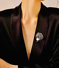 İnci Taşlı Rodyumlu Zirkon Taşlı Tasarım Hayat Ağacı Broş