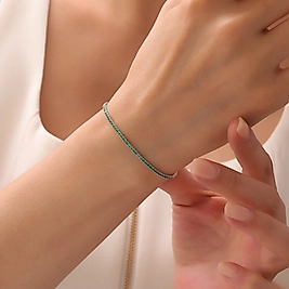 925 Ayar Gümüş Yeşil Renk Zirkon Taşlı Rodyumlu Ayarlanabilir Şık Suyolu Bileklik