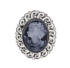 Vintage Zirkon Taşlı Lady Cameo Broş