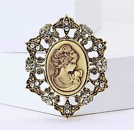 Vintage Antik Lady Cameo Kraliçe Broş