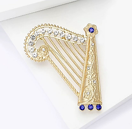 Altın Renk Zirkon Taşlı Müzik Arp Broş